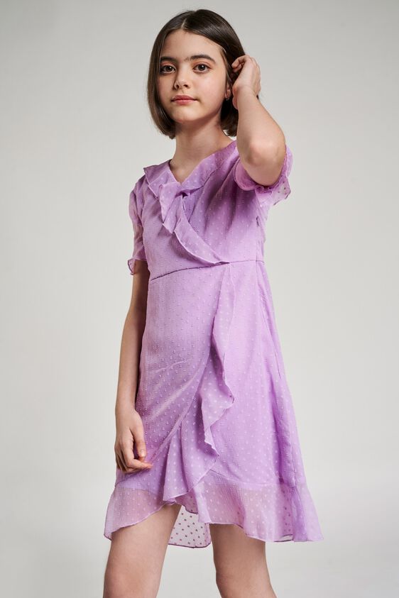 1 - Lilac Self Design Fit And Flare Dress, image 1