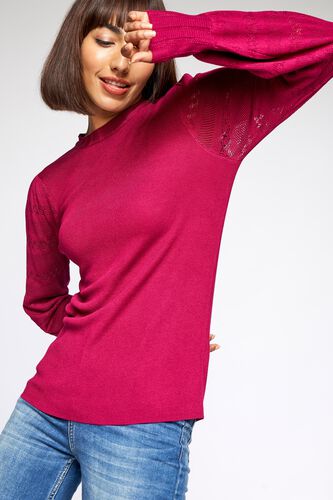 1 - Wine Self Design Sweater Top, image 1