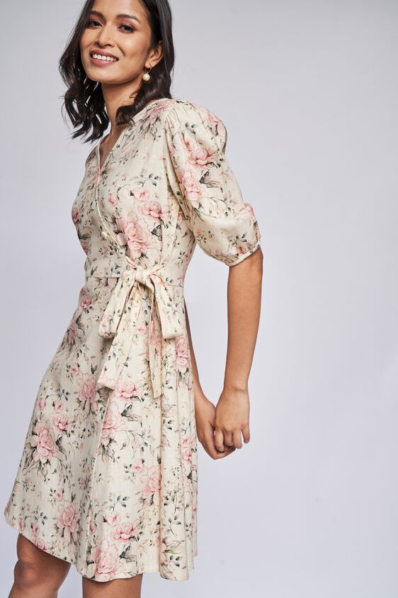 Multi Floral Flared Dress, , image 3