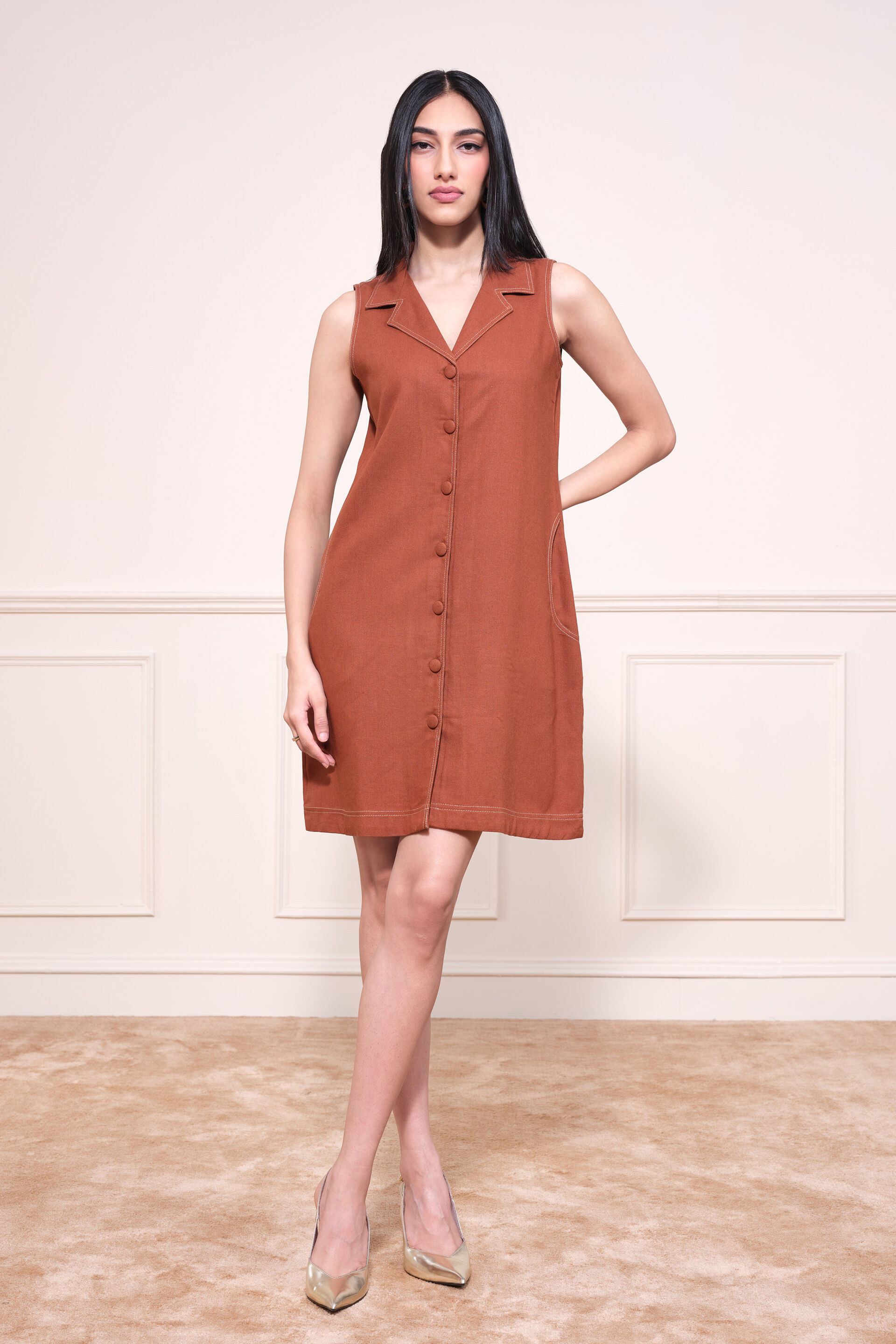 Brio Brown Shift Dress, Brown, image 2
