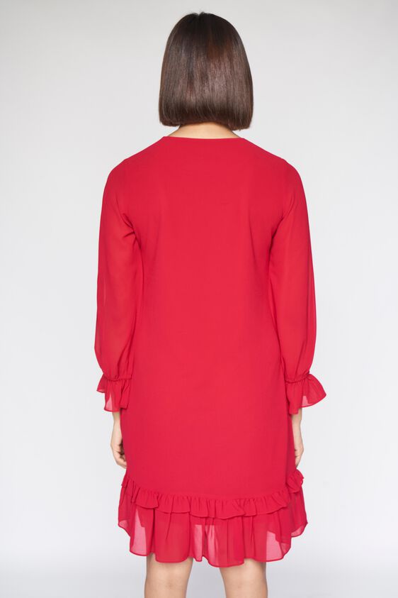 4 - Red Solid Regular Dress, image 4