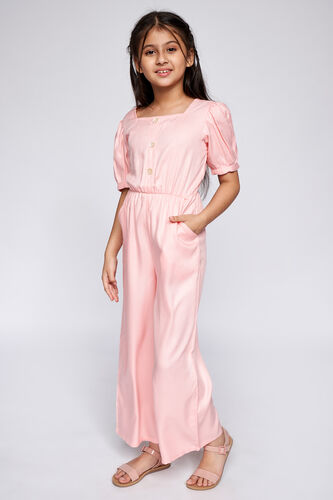 1 - Pink Solid Straight Jumpsuit, image 1