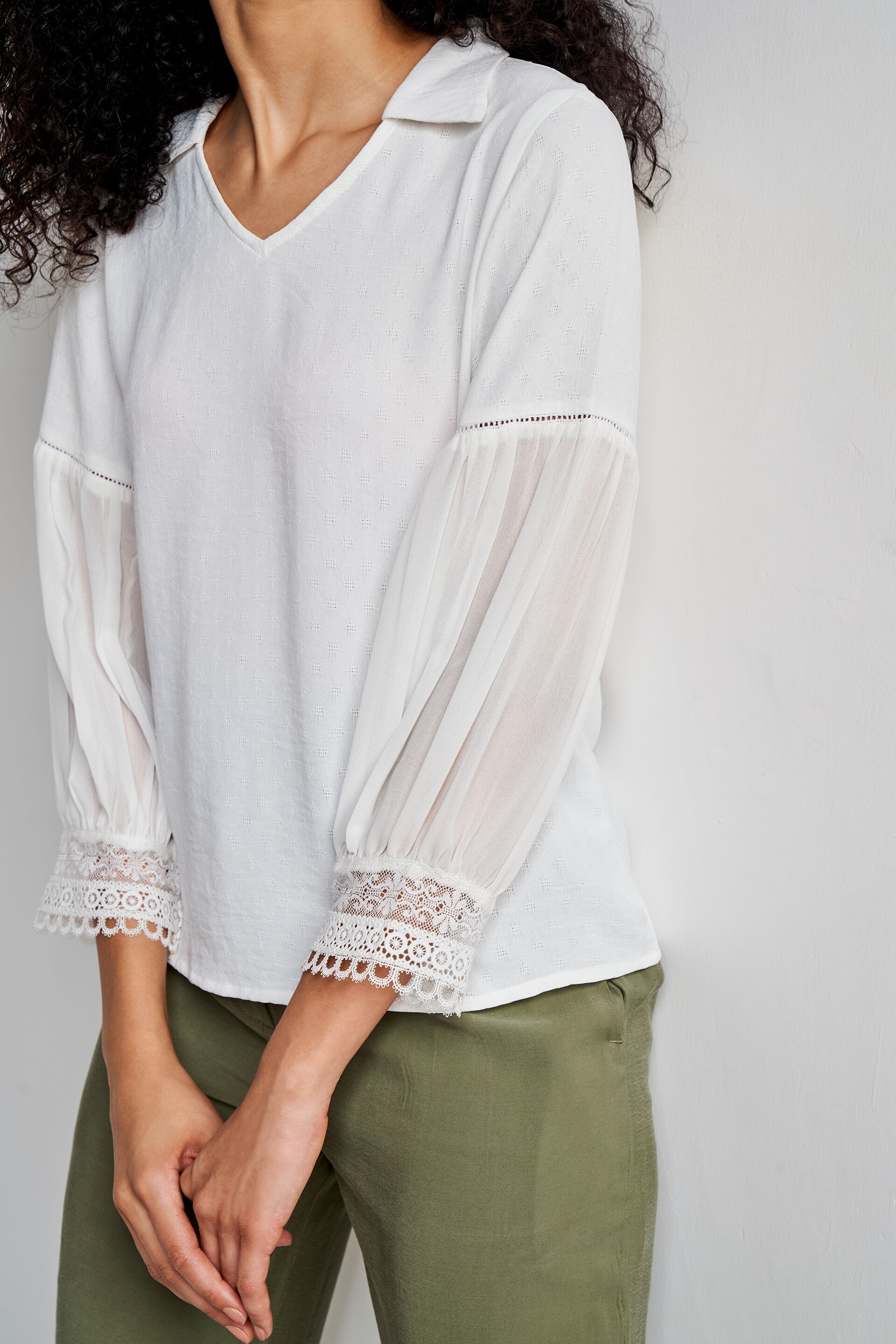 White Self Design Straight Top, White, image 6