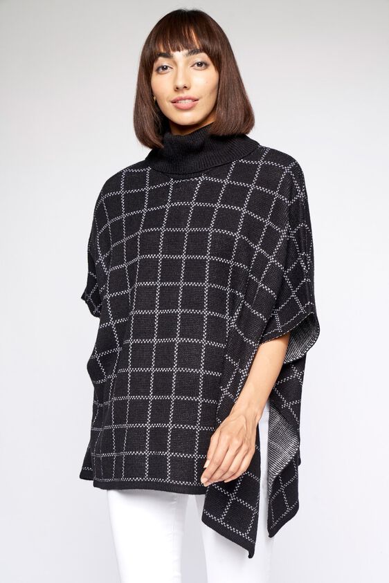 3 - Black Self Design Kaftan Top, image 3