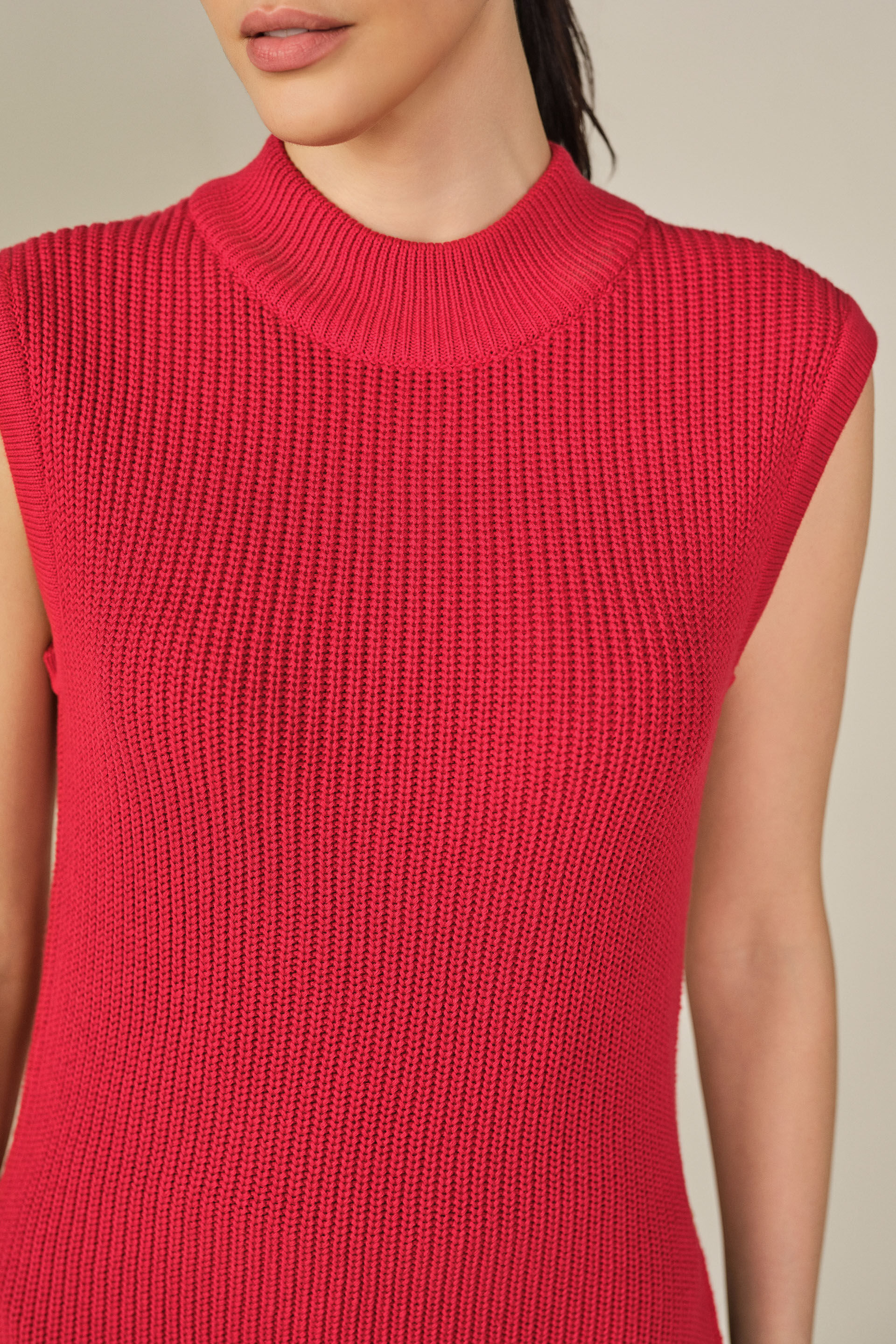 Solid Knit Top in Red, Red, image 2