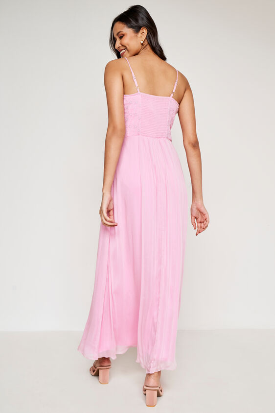 Self Design Flared Gown, Pink, image 3