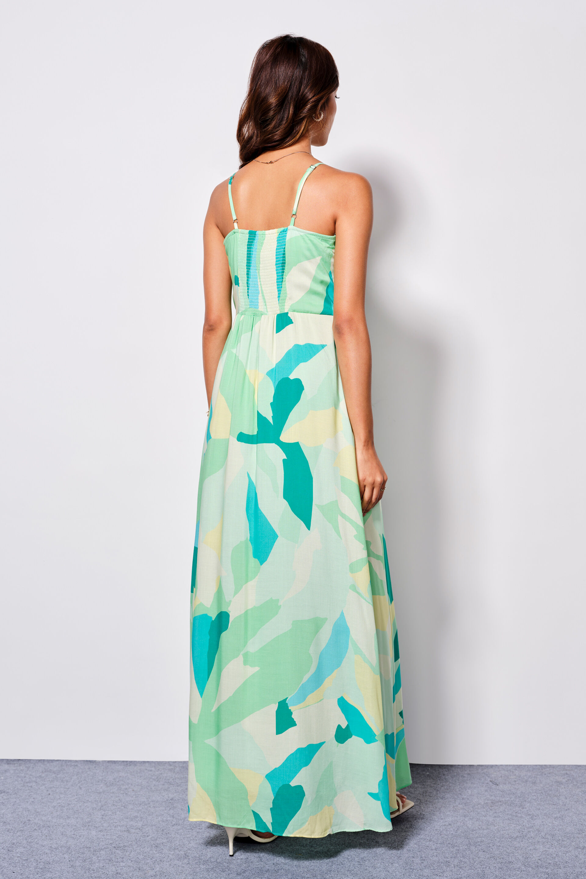 Hues So Blue Flared Modal Maxi Dress, Green, image 4