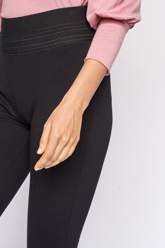 5 - Black Self Design Straight Bottom, image 5