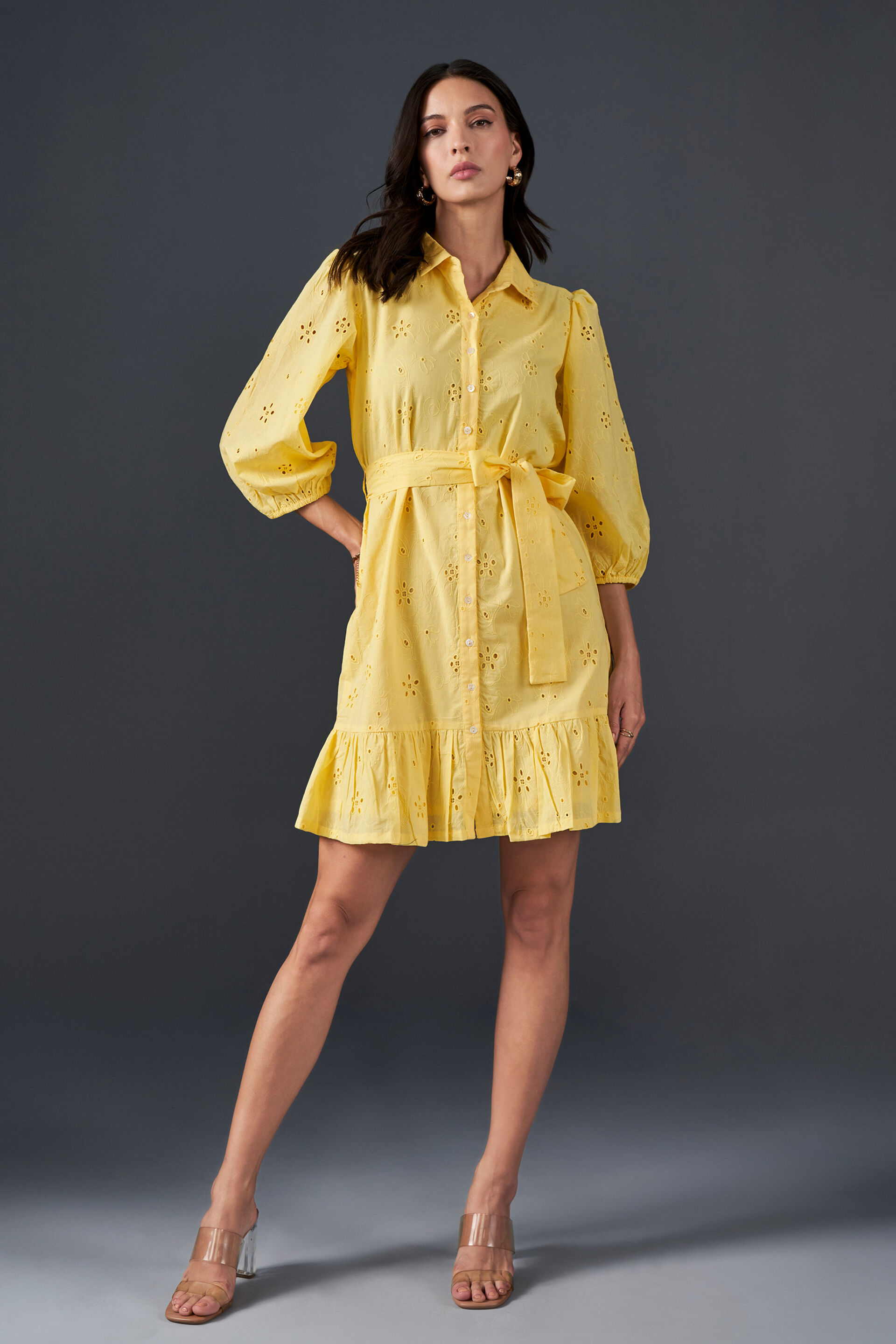 Daisy Day Cotton Dress, Yellow, image 1