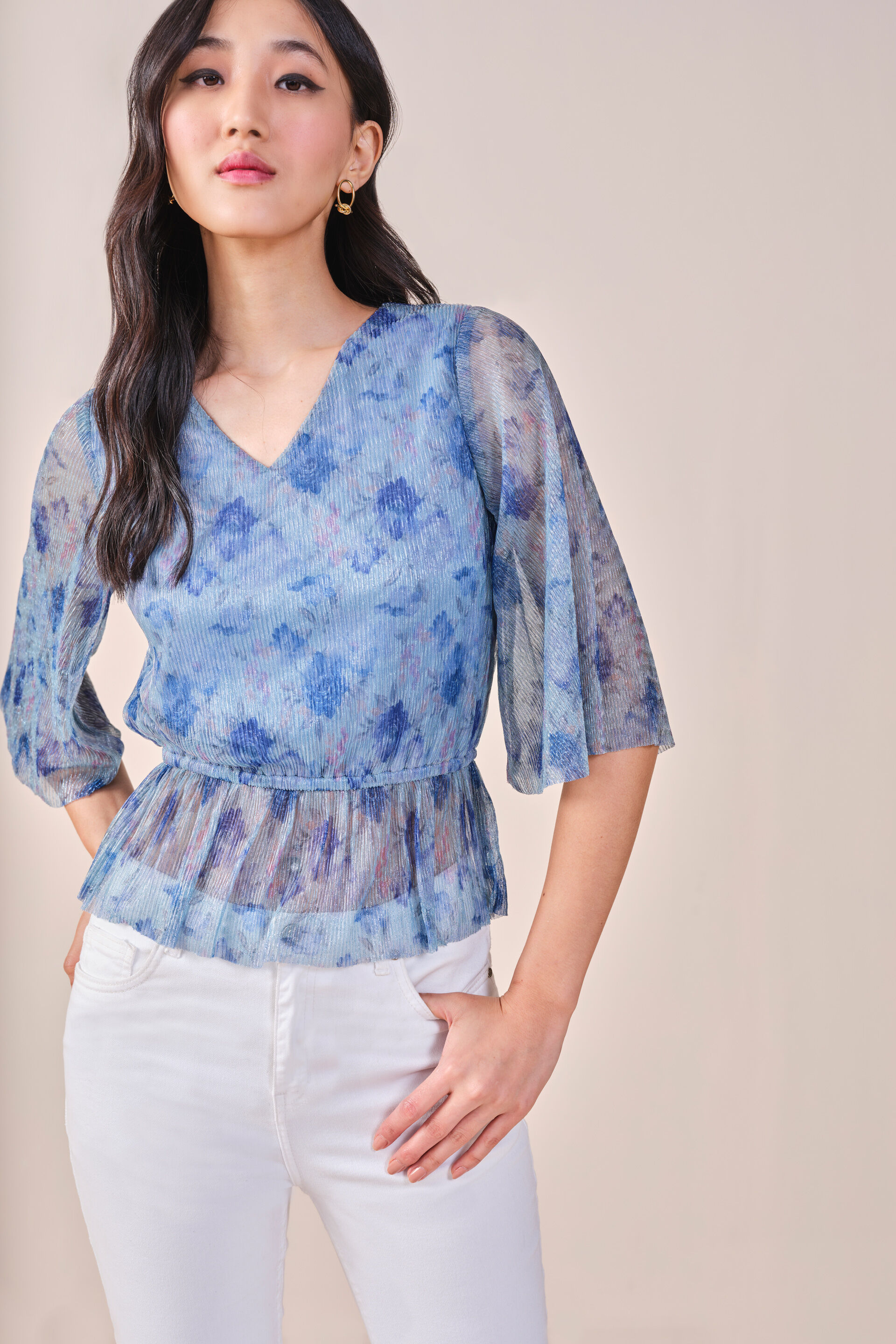 Julia Shimmer Top, Blue, image 4