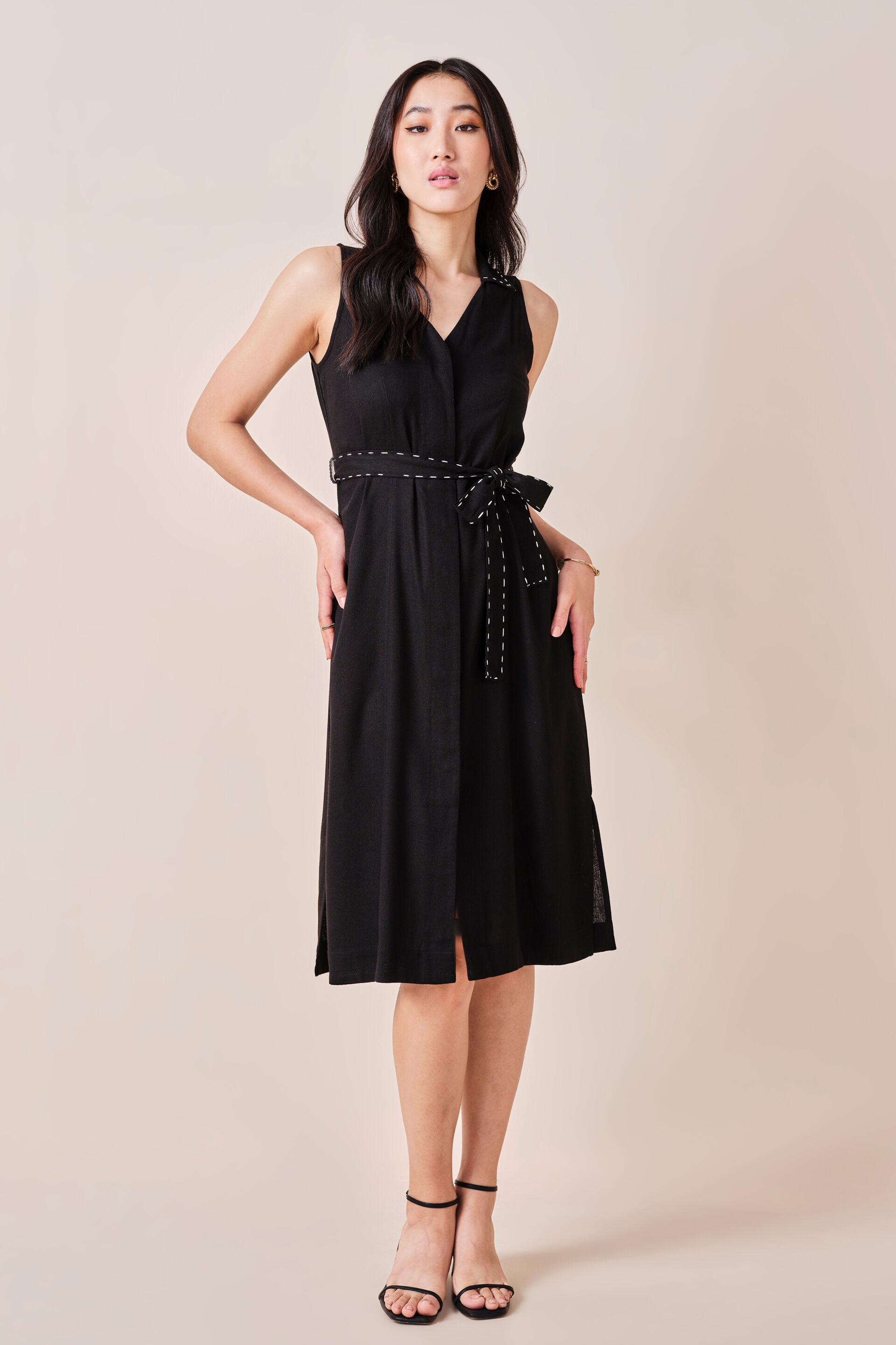 Brooklyn Viscose-blend Black Dress, Black, image 1