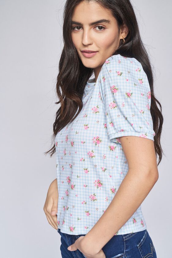 3 - Blue Floral Straight Top, image 3