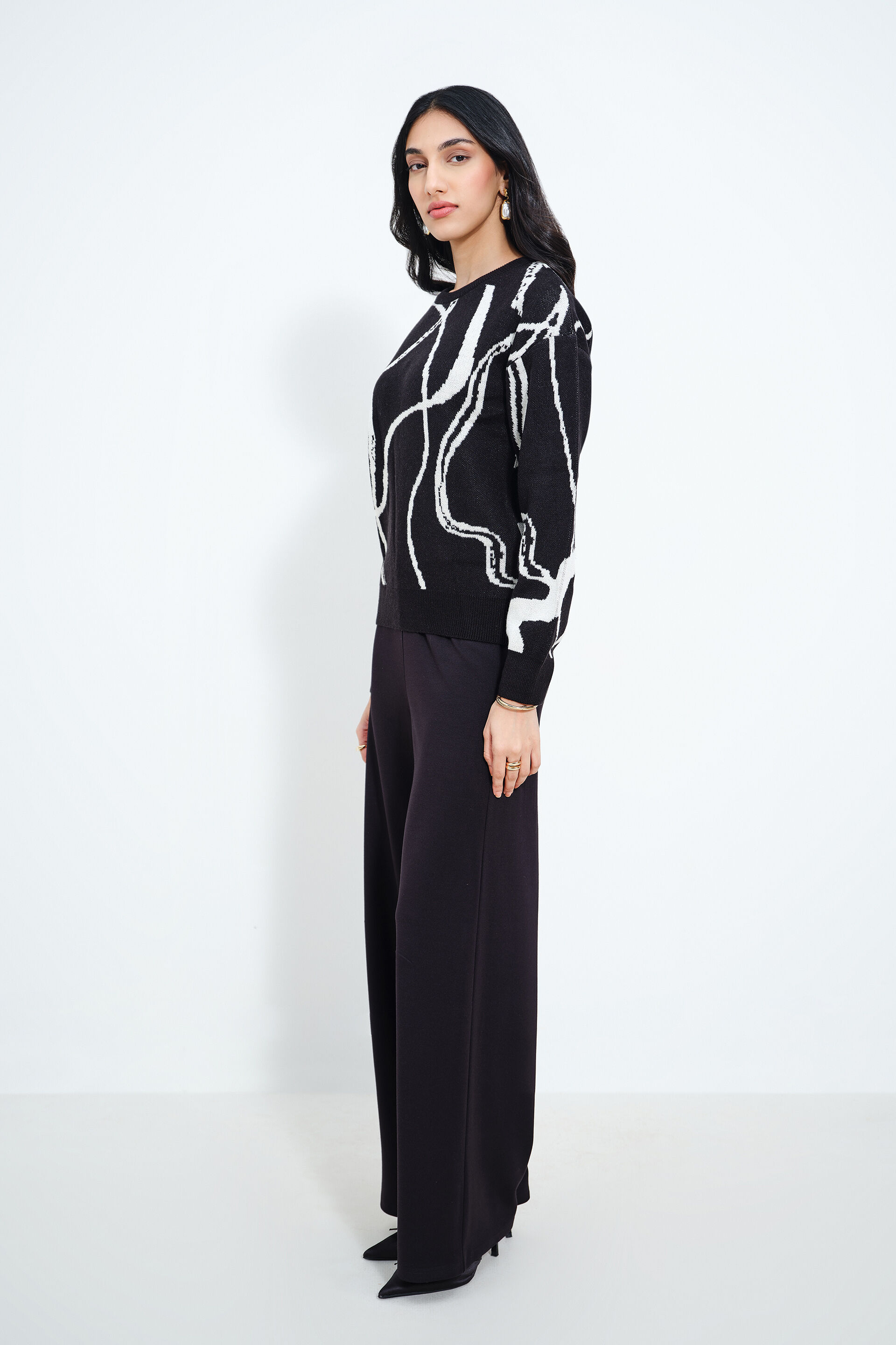 Black Swirl Sweater, Black, image 3