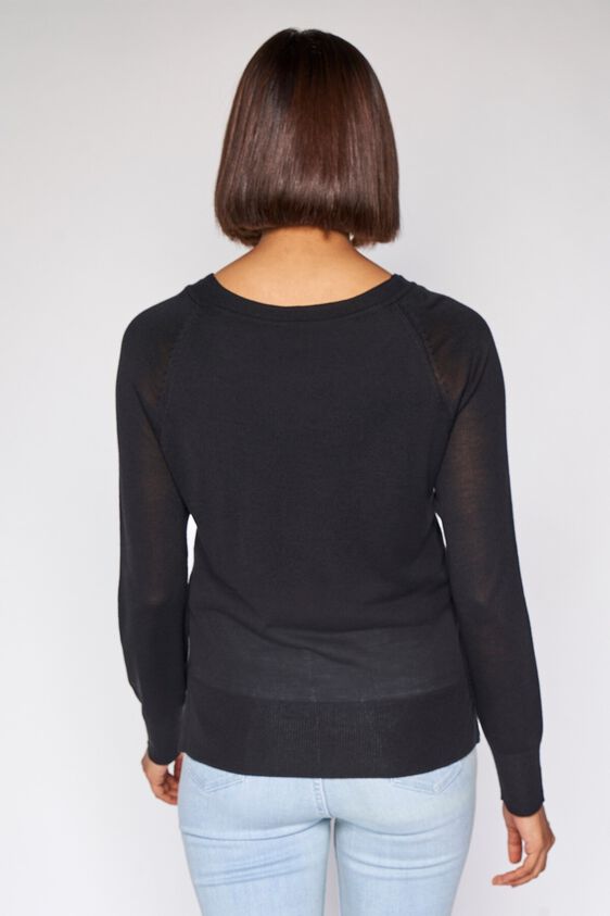 6 - Black Self Design A-Line Top, image 6