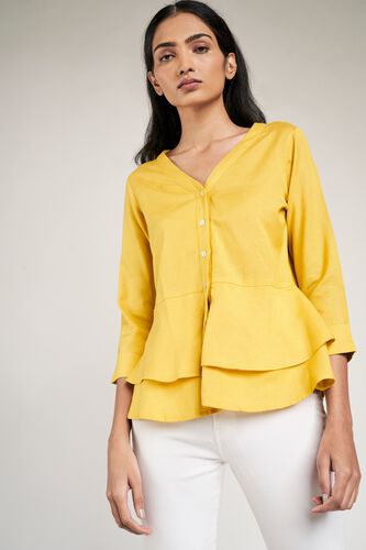4 - Yellow Solid Peplum Top, image 4