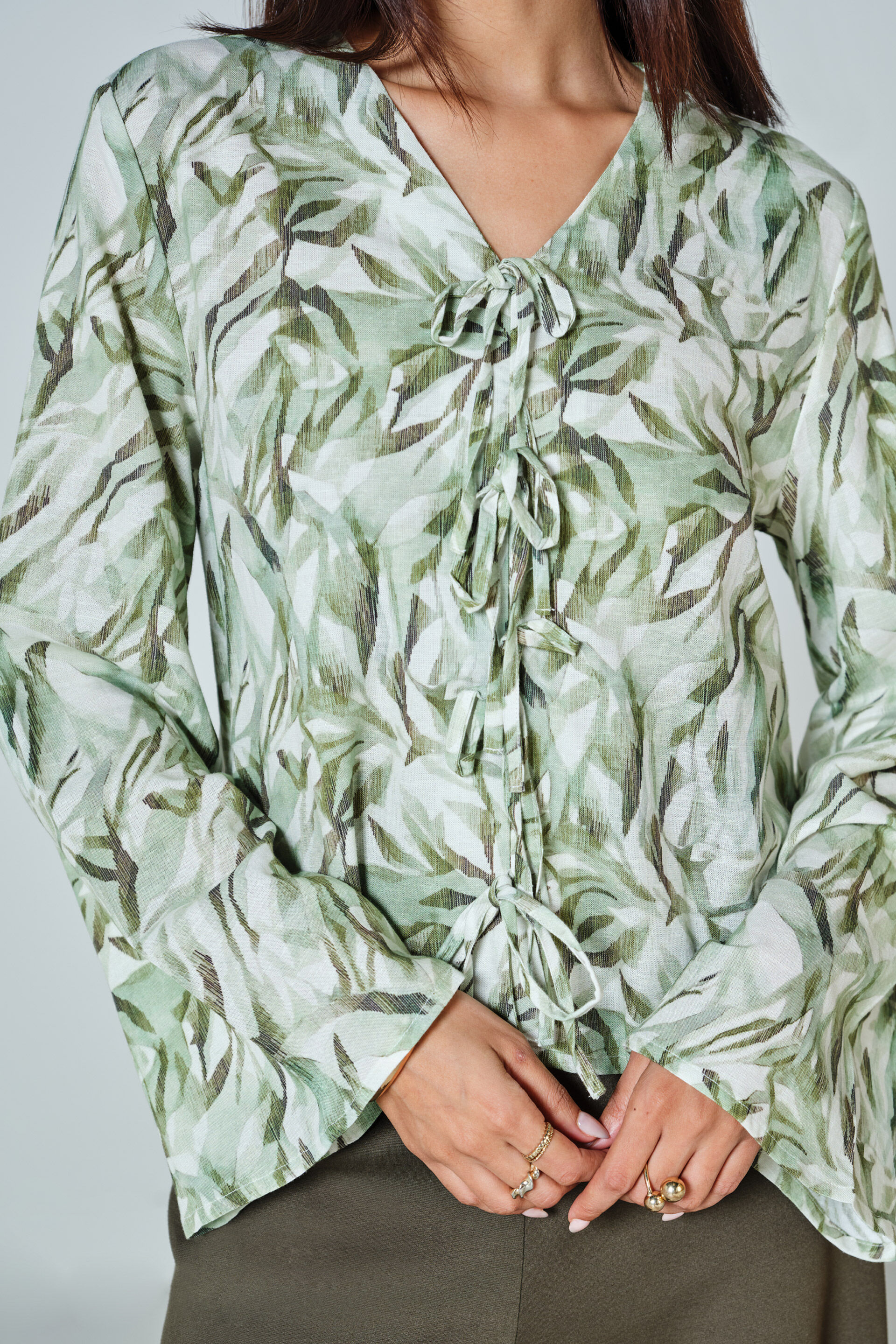 Geo Green Cotton Top, Green, image 3