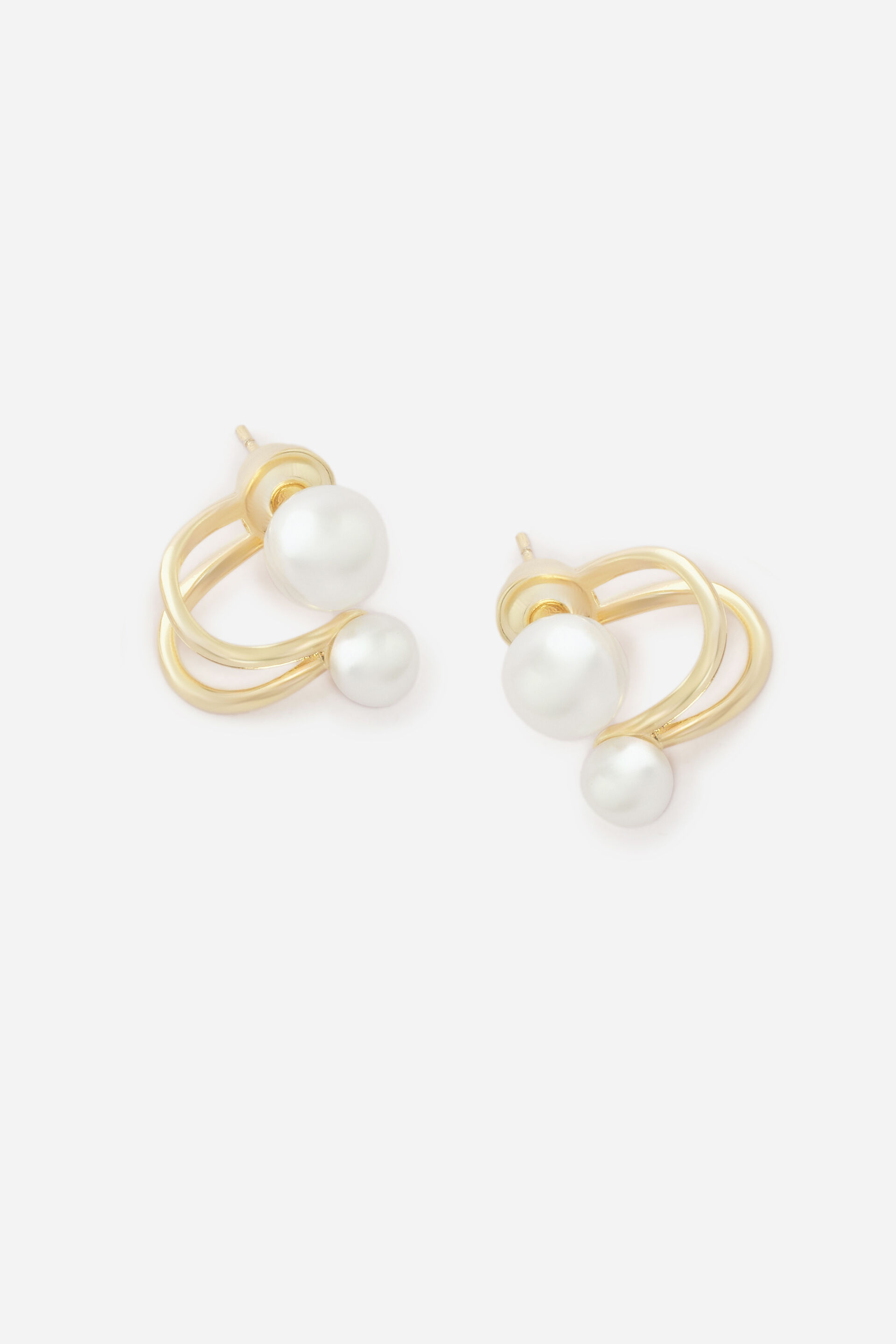Dual Layer Pearl Earrings, , image 2
