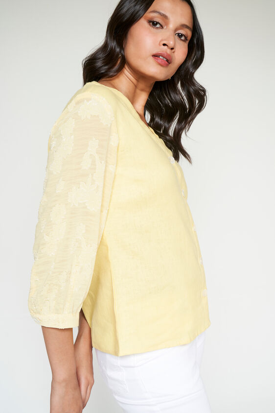 Yellow Linen Top, Yellow, image 1