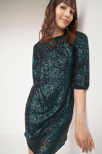 Teal Solid Straight Dress, Teal, image 2