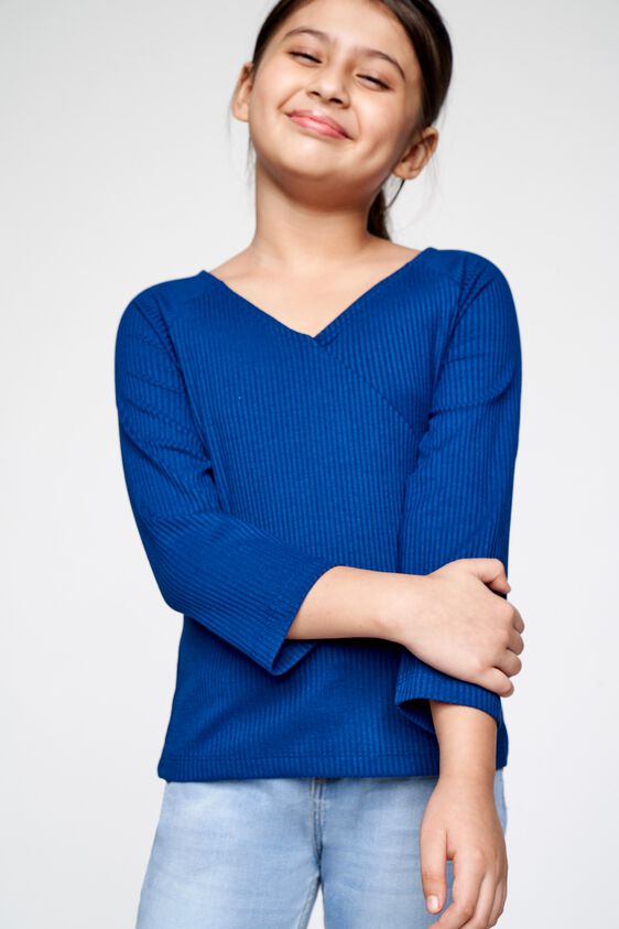 4 - Navy Blue Solid Straight Top, image 4