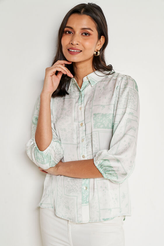 White Solid Straight Top, White, image 1