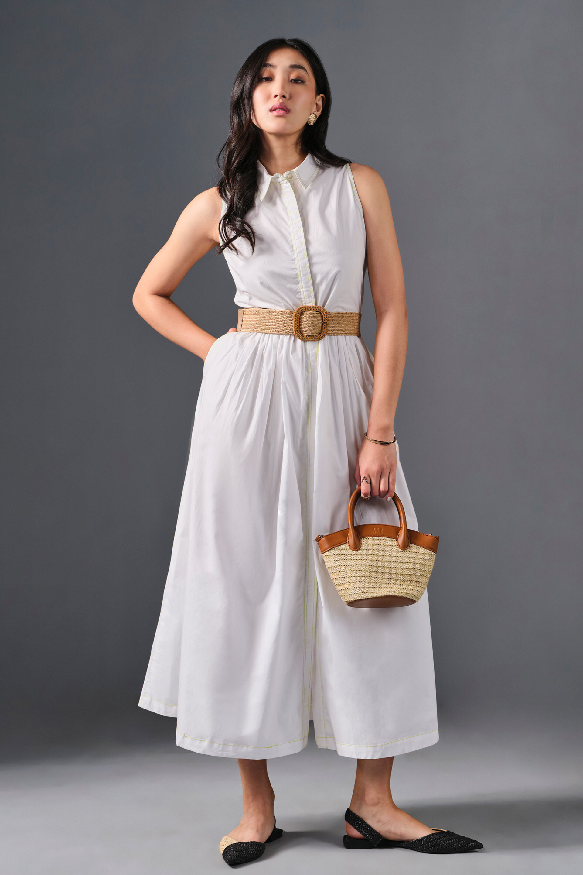 White Summer Cotton Dress, White, image 1