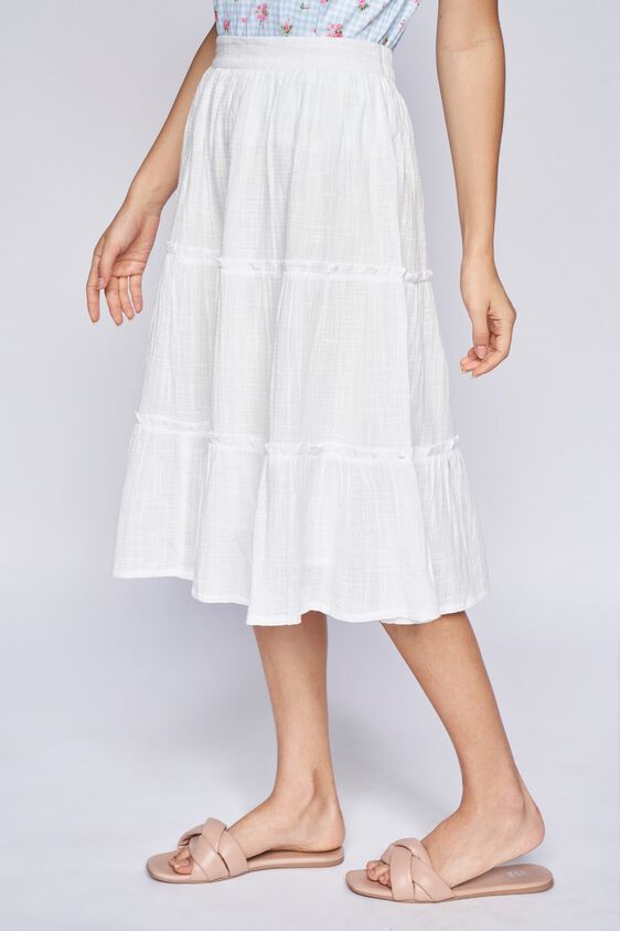 1 - White Solid Fit & Flare Skirt, image 1