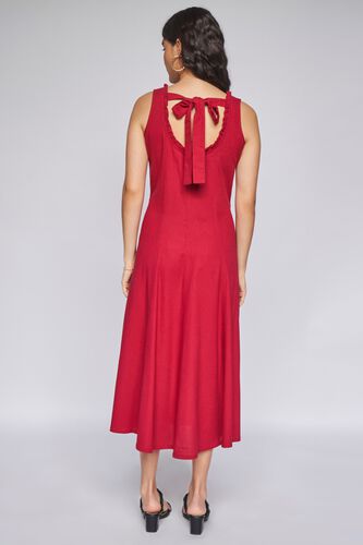 5 - Red Solid Straight Dress, image 6