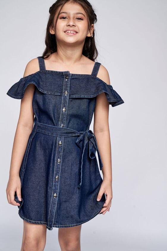 2 - Indigo Solid Straight Dress, image 2