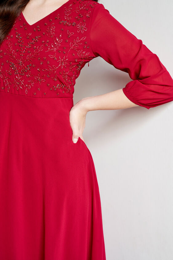 Solid Flared Gown, Wine, image 6