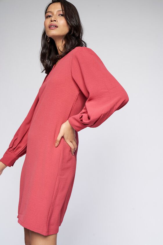 4 - Peach Solid Shift Dress, image 4