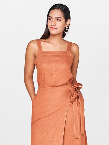 3 - Brown Sheath Sleeveless Crop Top, image 1
