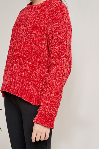 Red Self Design Straight Top, Red, image 7