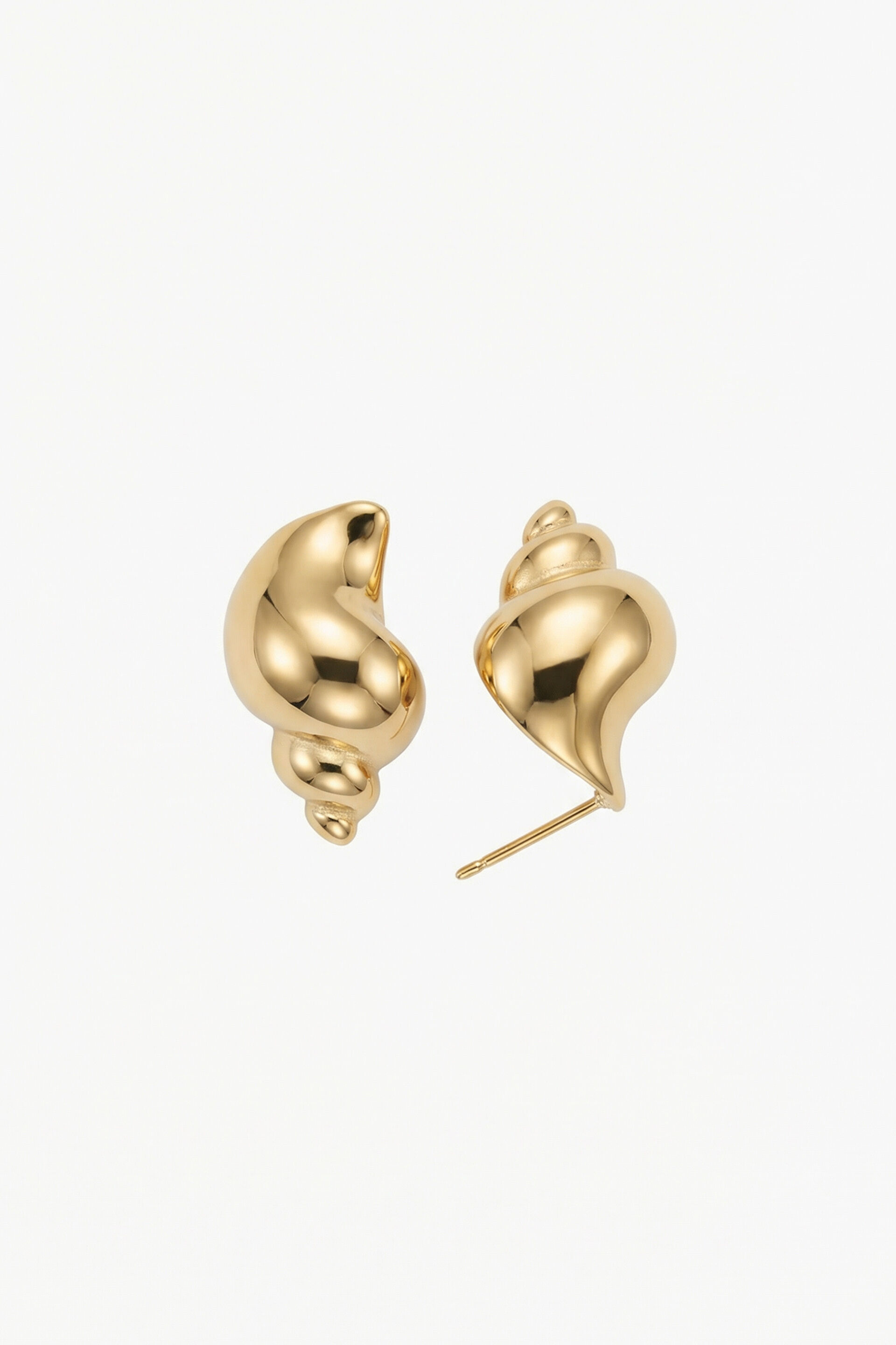 Golden Shell Stud Earrings, , image 1
