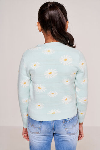 Mint Floral Straight Cardigan, Mint, image 4