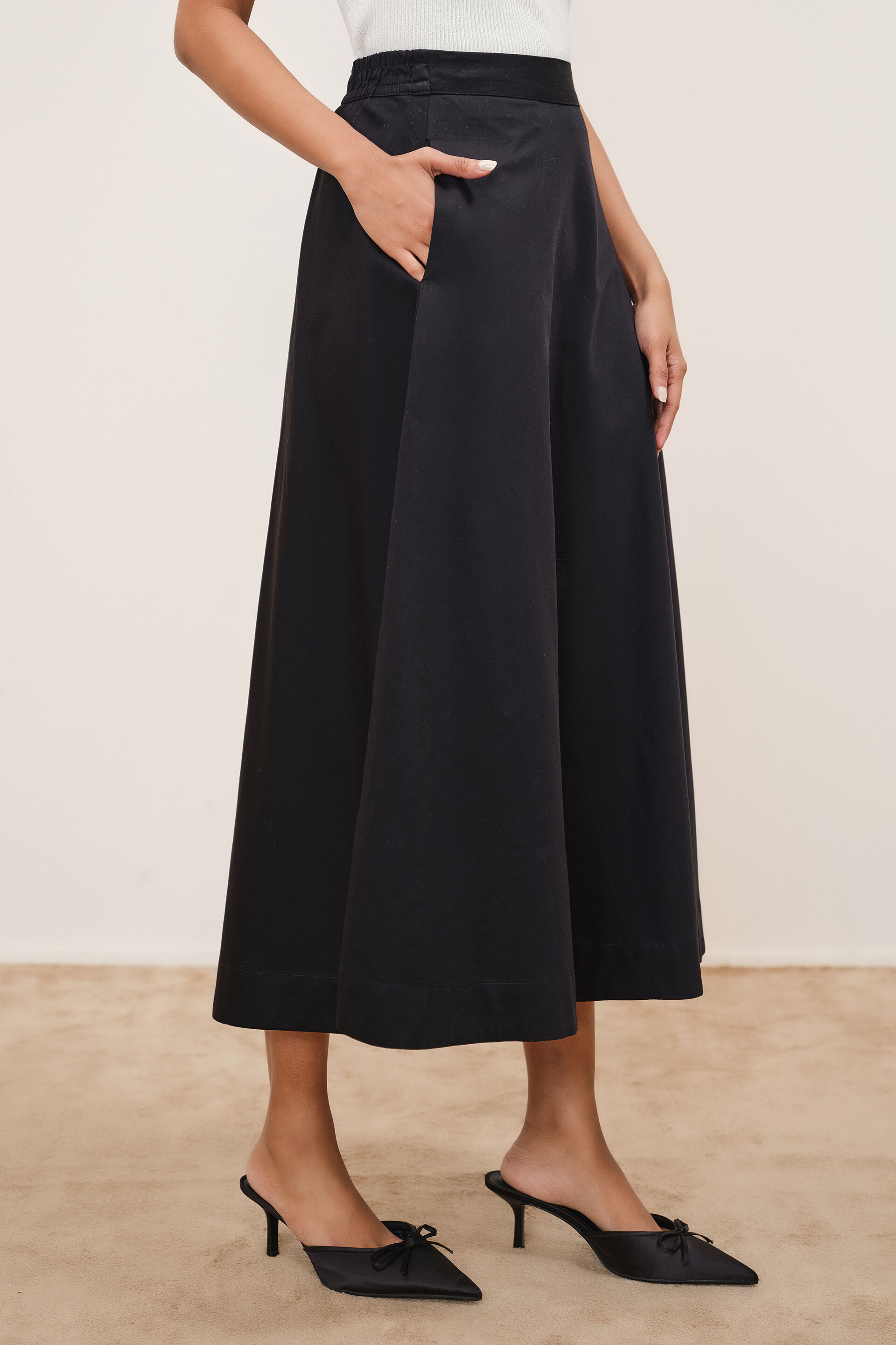 Black Cotton Skirt, Black, image 3