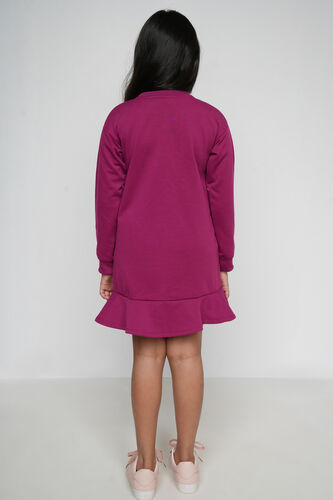 Wine Graphic Flounce Dress, Wine, image 5