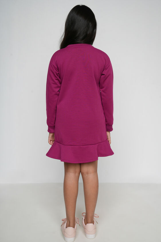 Wine Graphic Flounce Dress, Wine, image 5
