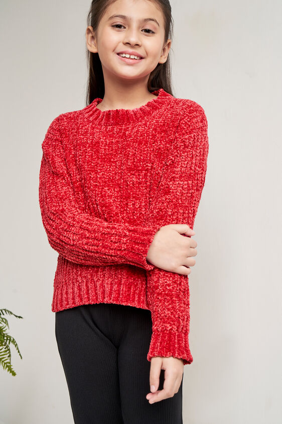 Red Self Design Straight Top, Red, image 3