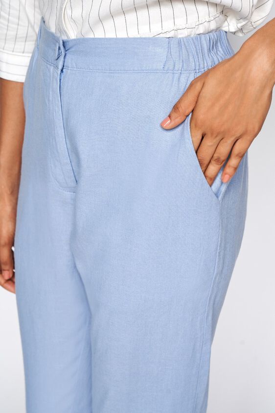5 - Powder Blue Solid Straight Pants, image 5