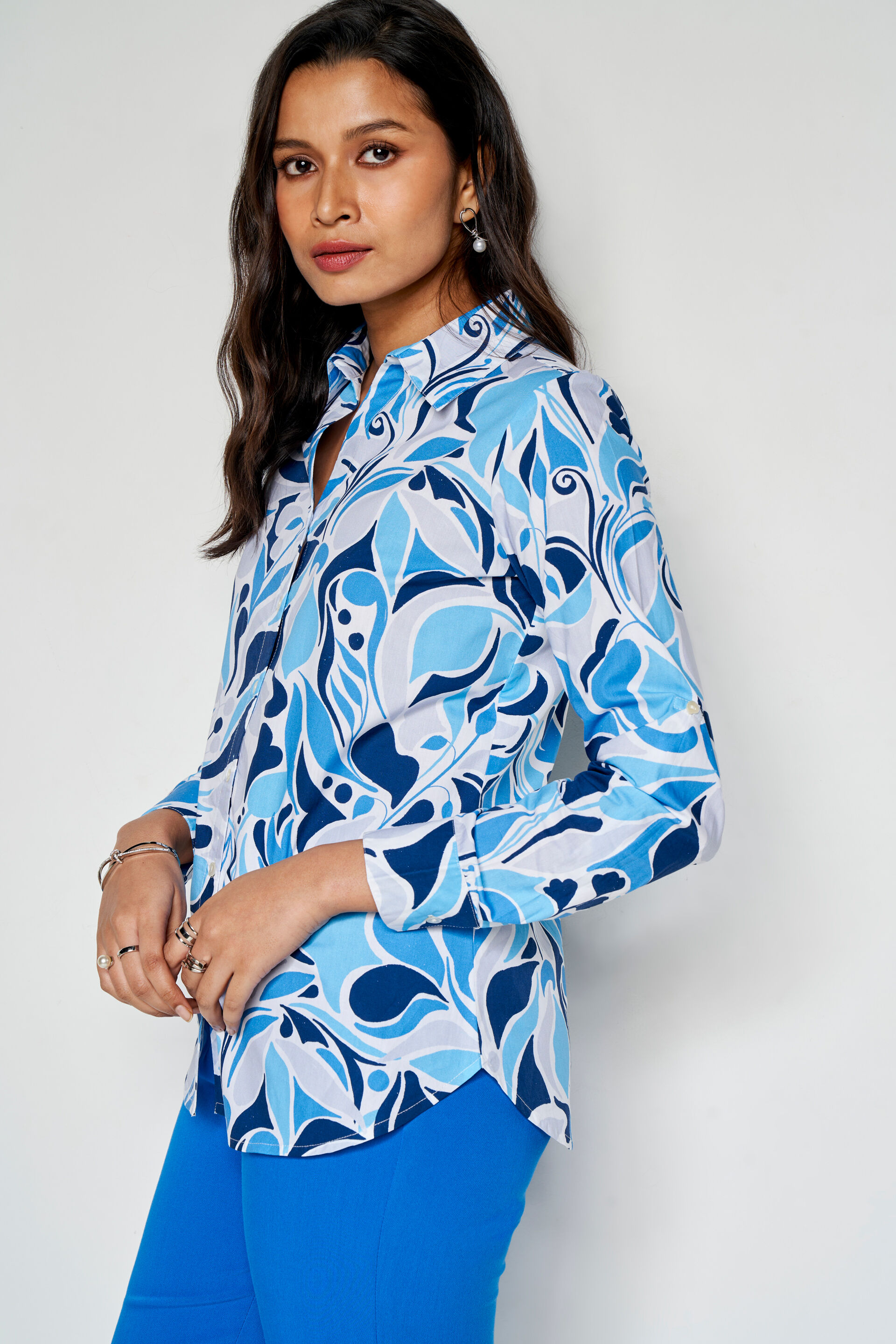 Beach Waves Casual Top, Blue, image 5