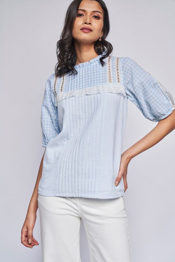 Blue Stripes Straight Top, Blue, image 3