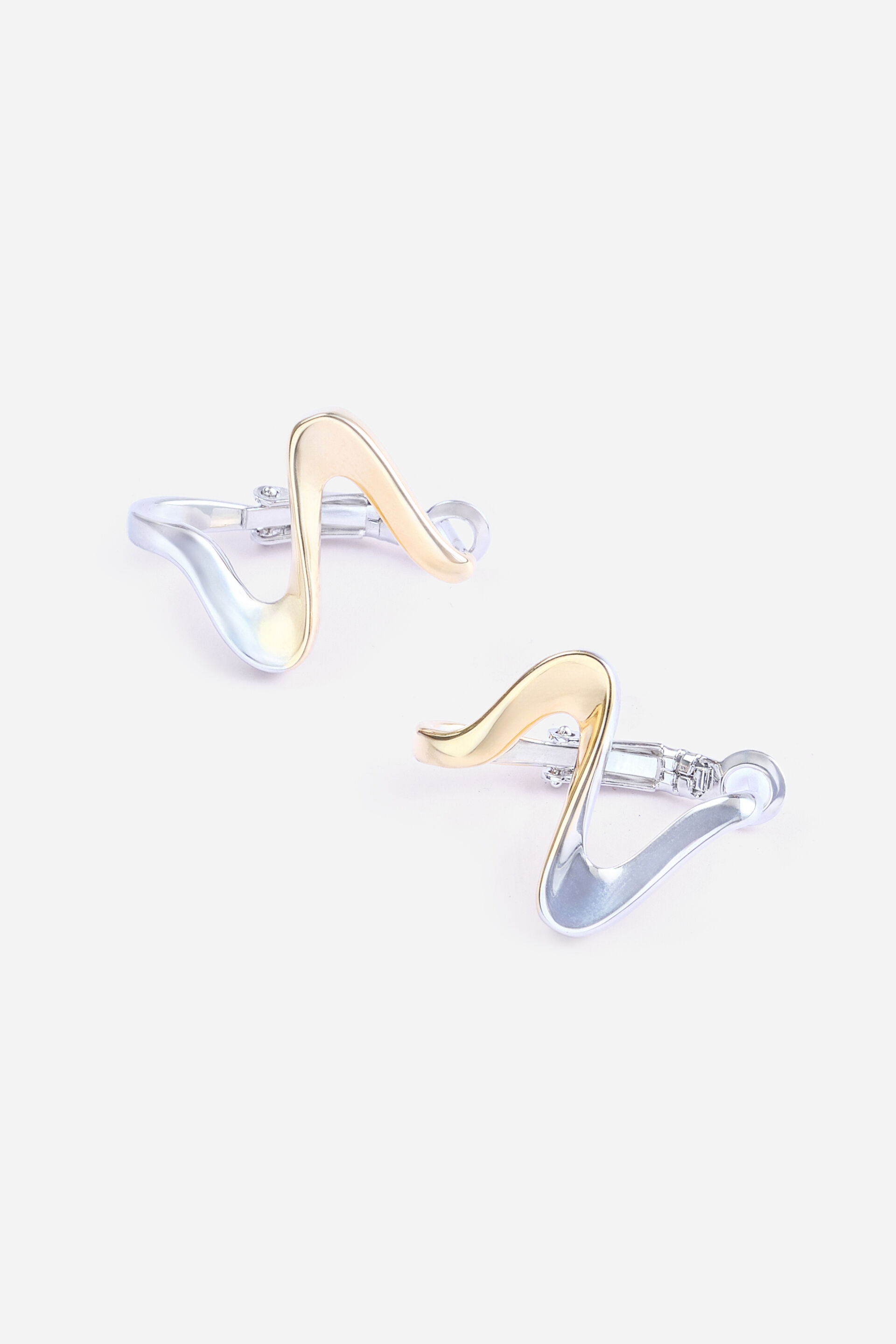 Abstract Two-Tone Hoop Earrings, , image 2