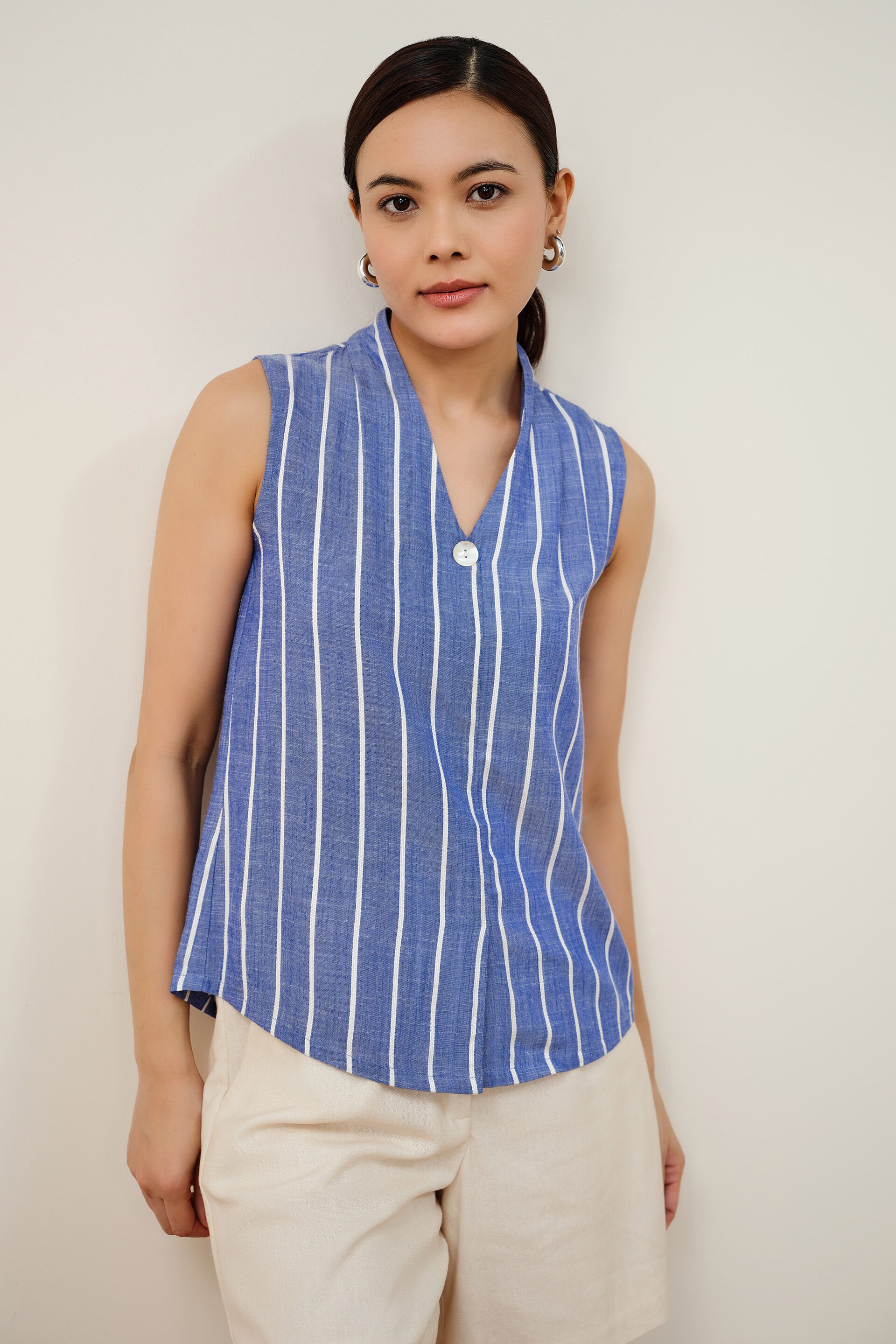Classic Blue Striped Top, Blue, image 1