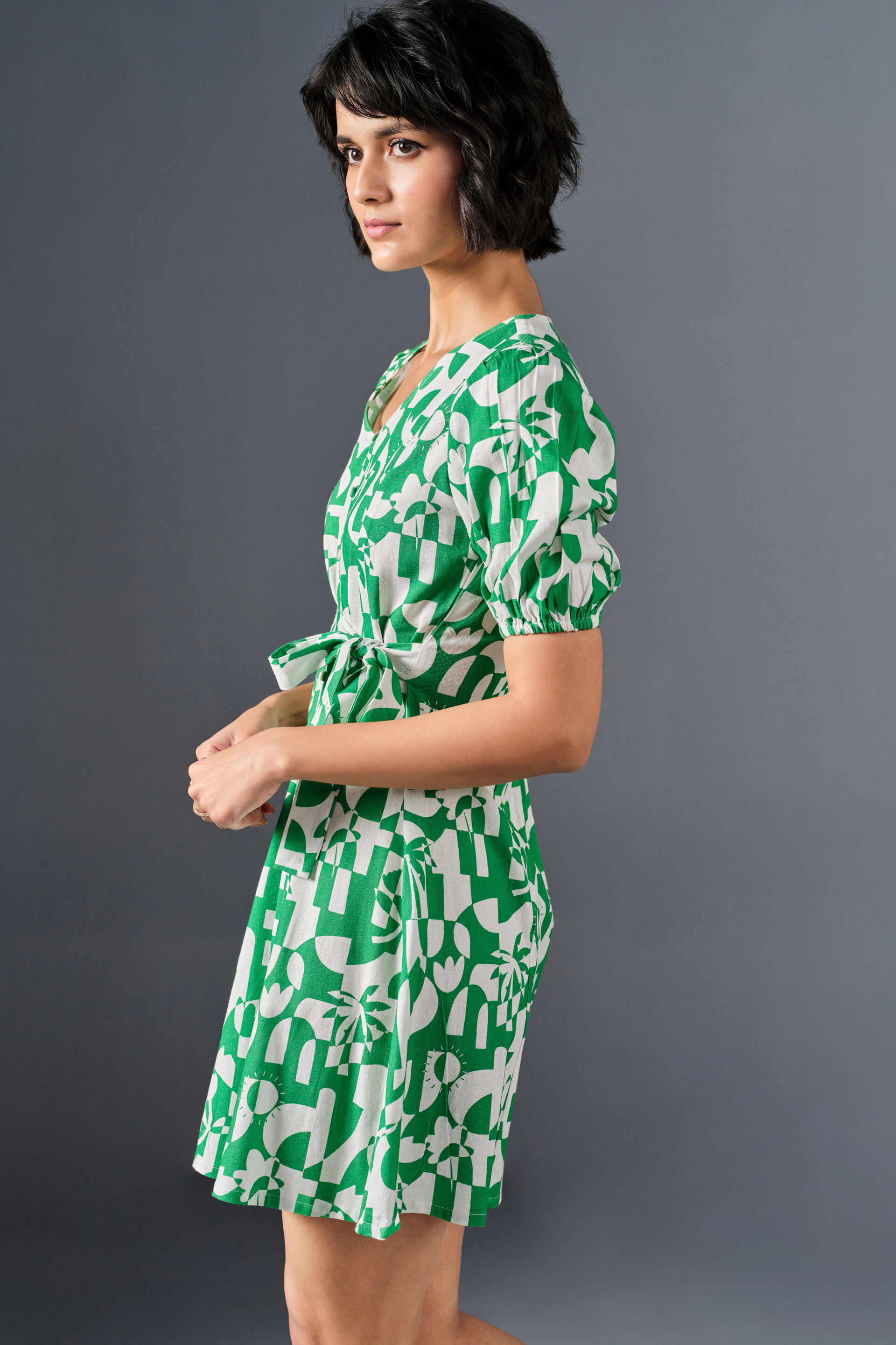 Truly Jade Viscose Blend Dress, White, image 5