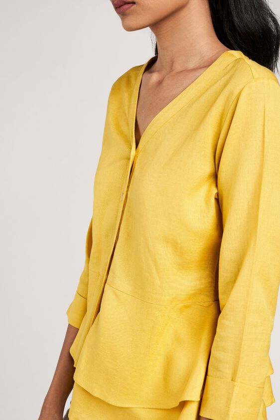 6 - Yellow Solid Peplum Top, image 6