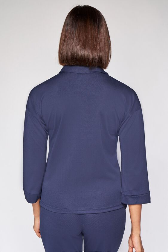 6 - Navy Solid Shirt Style Top, image 6