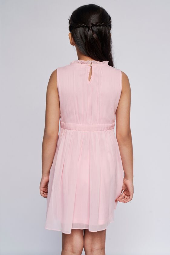 4 - Pink Self Design Flared Dress, image 4