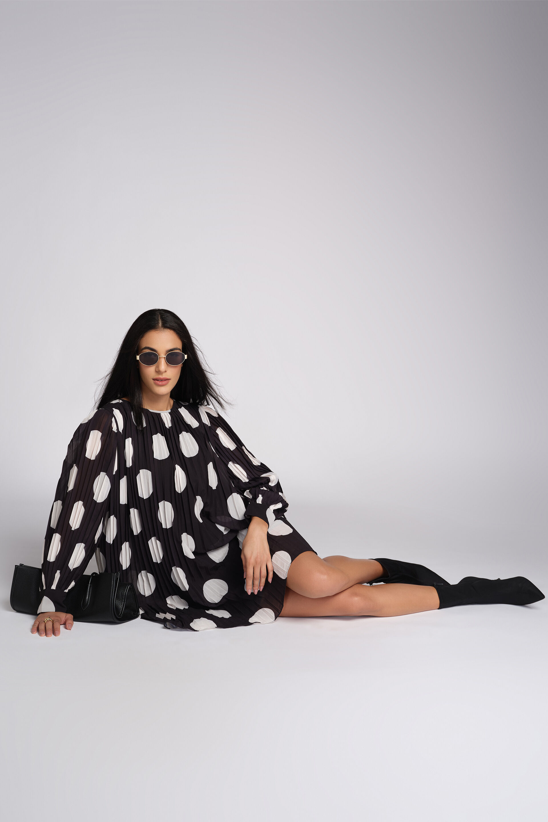 The Retro Polka Dress, Black, image 5