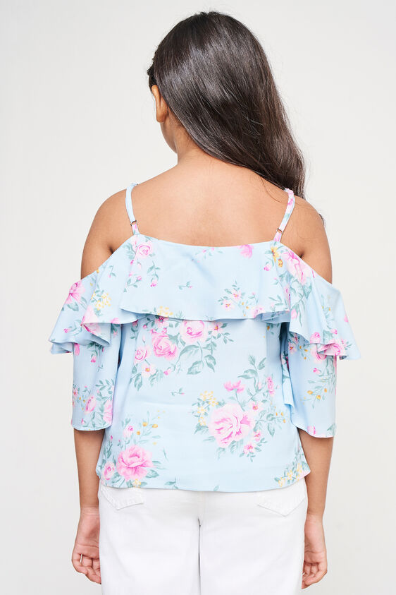 Blue and Pink Floral Square Neck Top, Blue, image 5